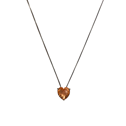 Amber Crystal Heart Necklace