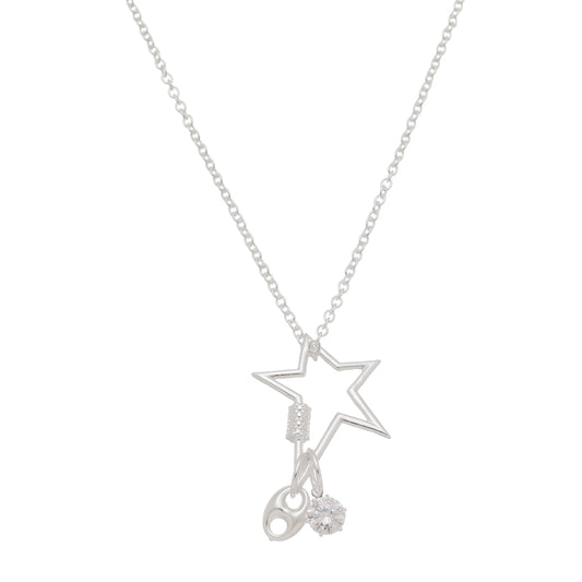 Star Necklace Silver Crystal Clasp