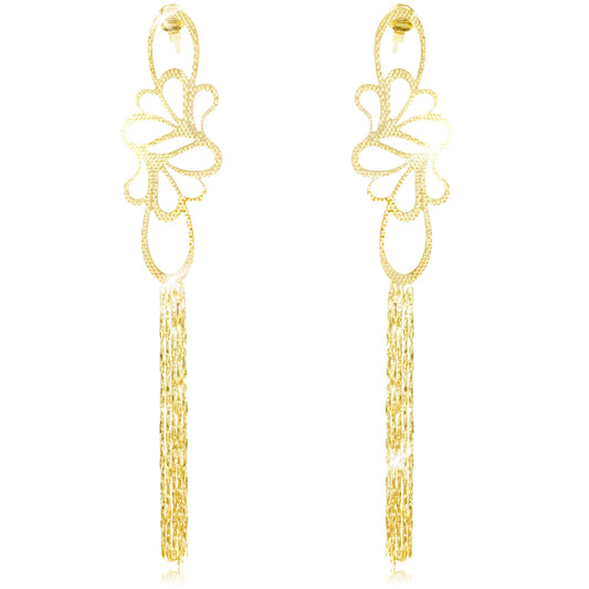 Fringed Earring Flowers Gold Plated